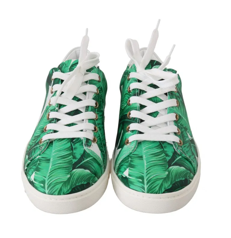 Leather White Green Banana Sneakers