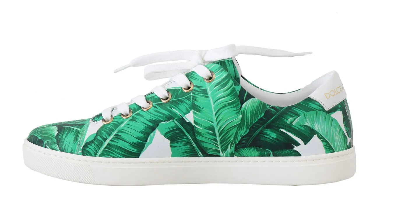 Leather White Green Banana Sneakers