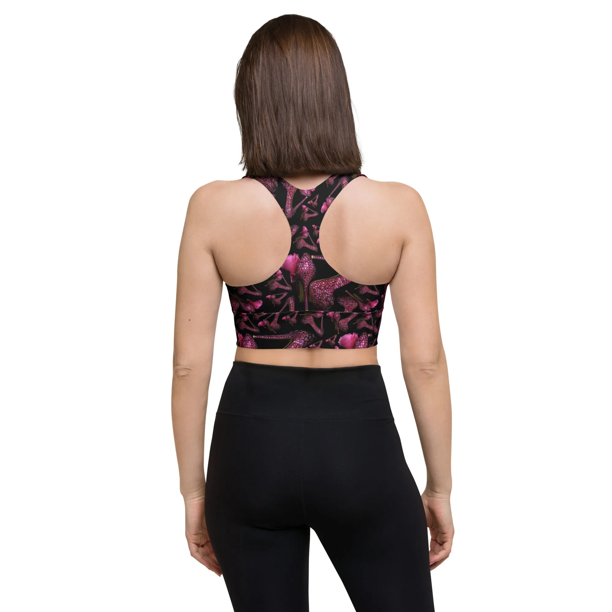 Longline sports bra 'Pink crystals shoes'