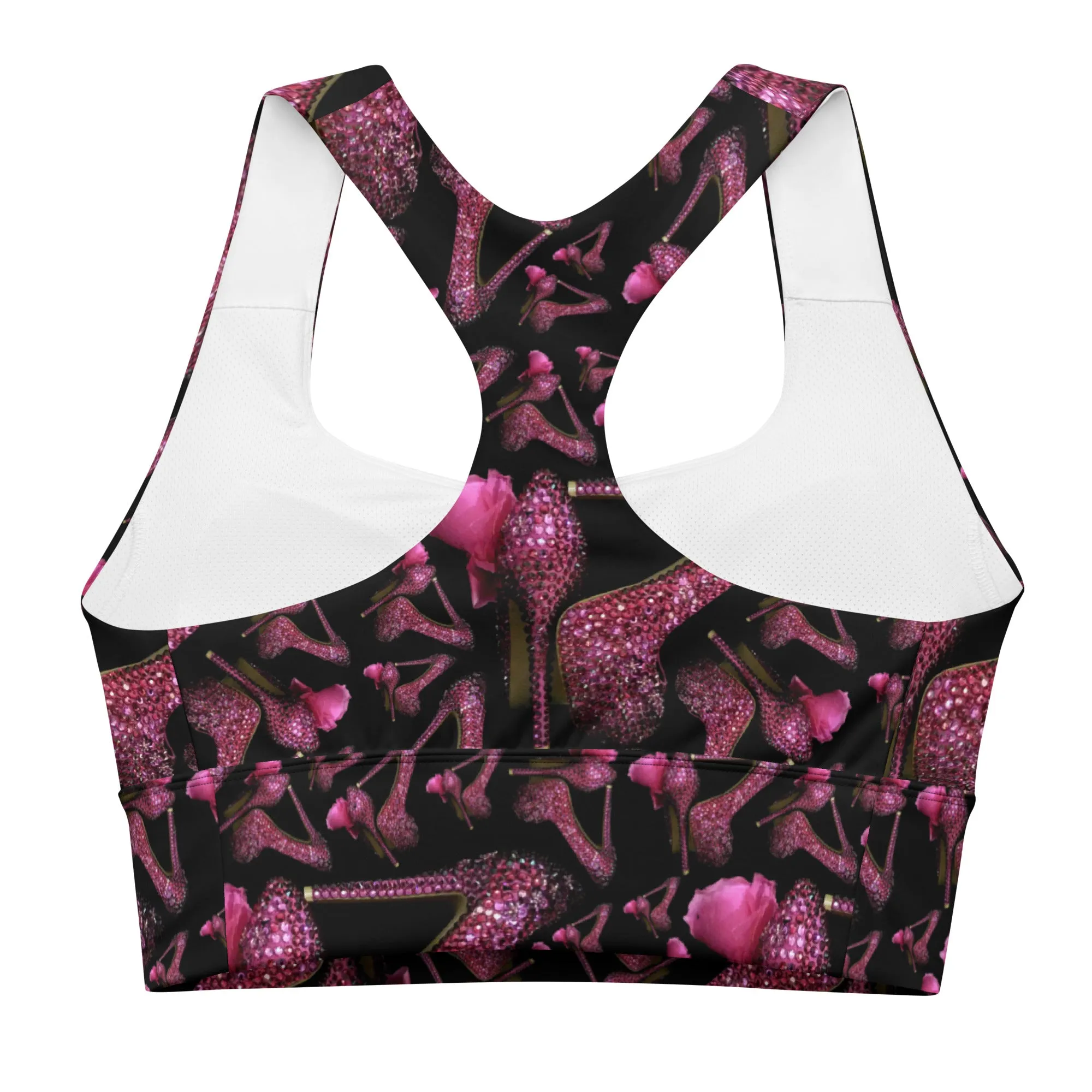 Longline sports bra 'Pink crystals shoes'