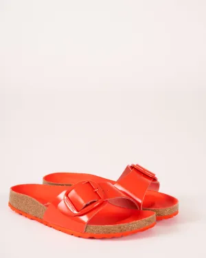 madrid big buckle sandal - tomato high shine leather