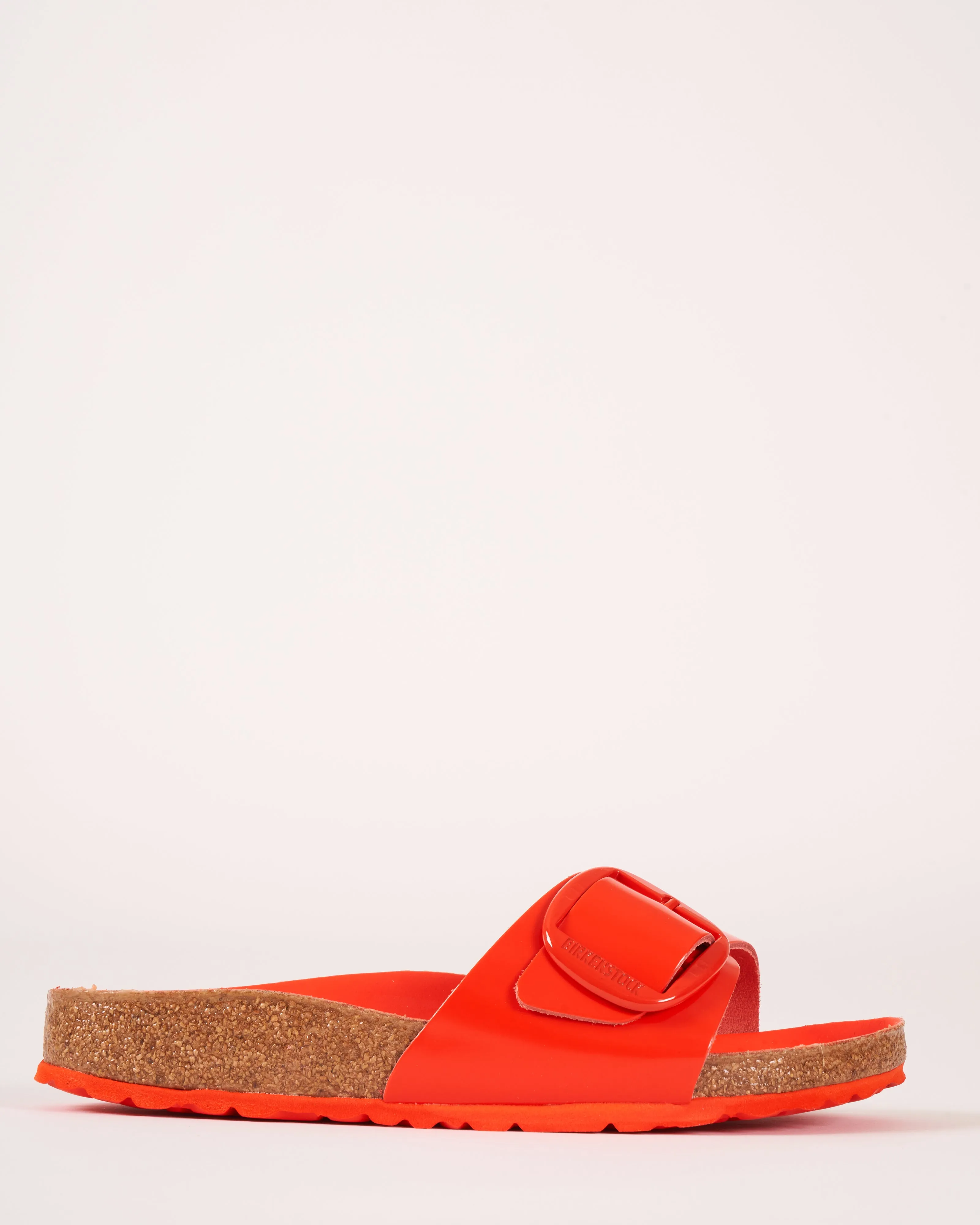 madrid big buckle sandal - tomato high shine leather