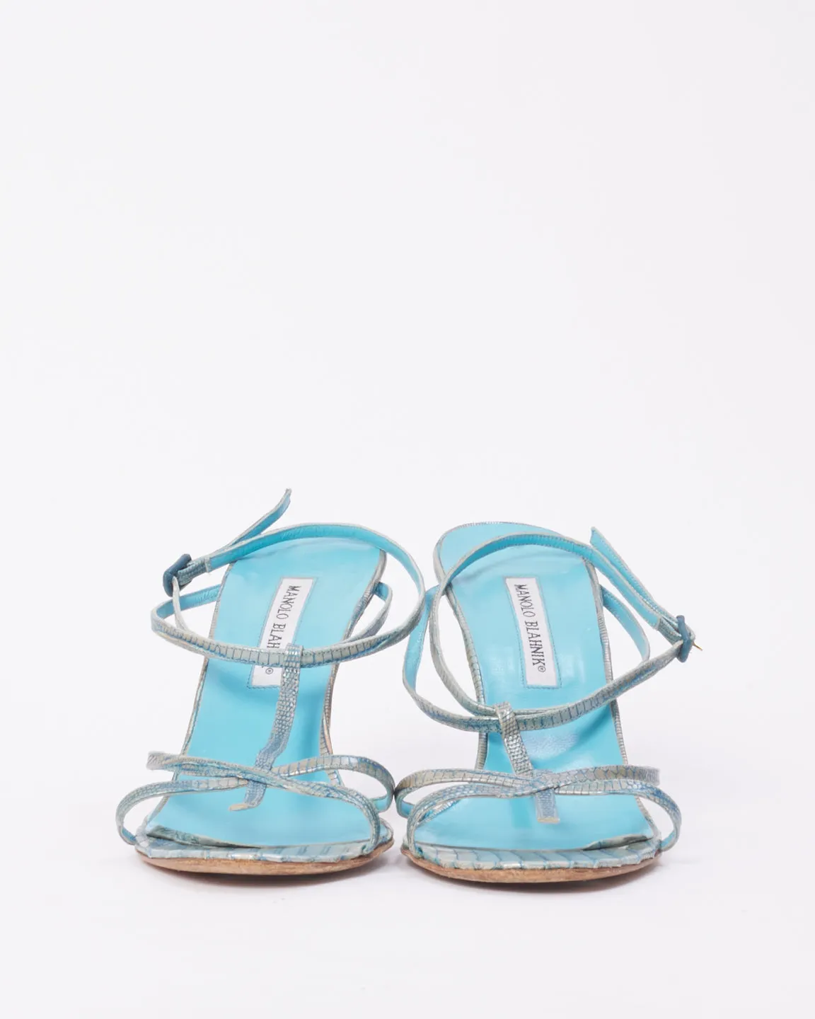 Manolo Blahnik Blue Leather Sandals - 41.5