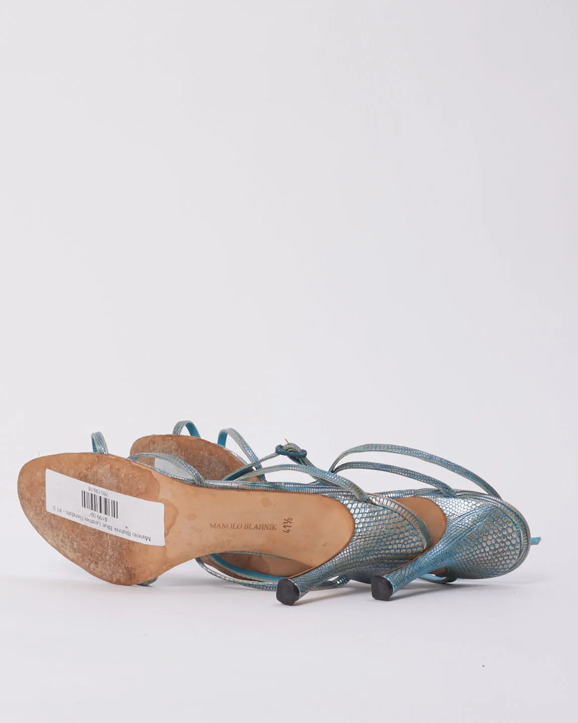 Manolo Blahnik Blue Leather Sandals - 41.5