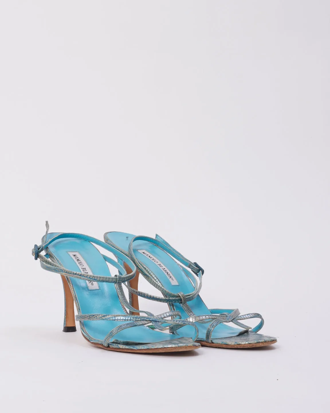 Manolo Blahnik Blue Leather Sandals - 41.5