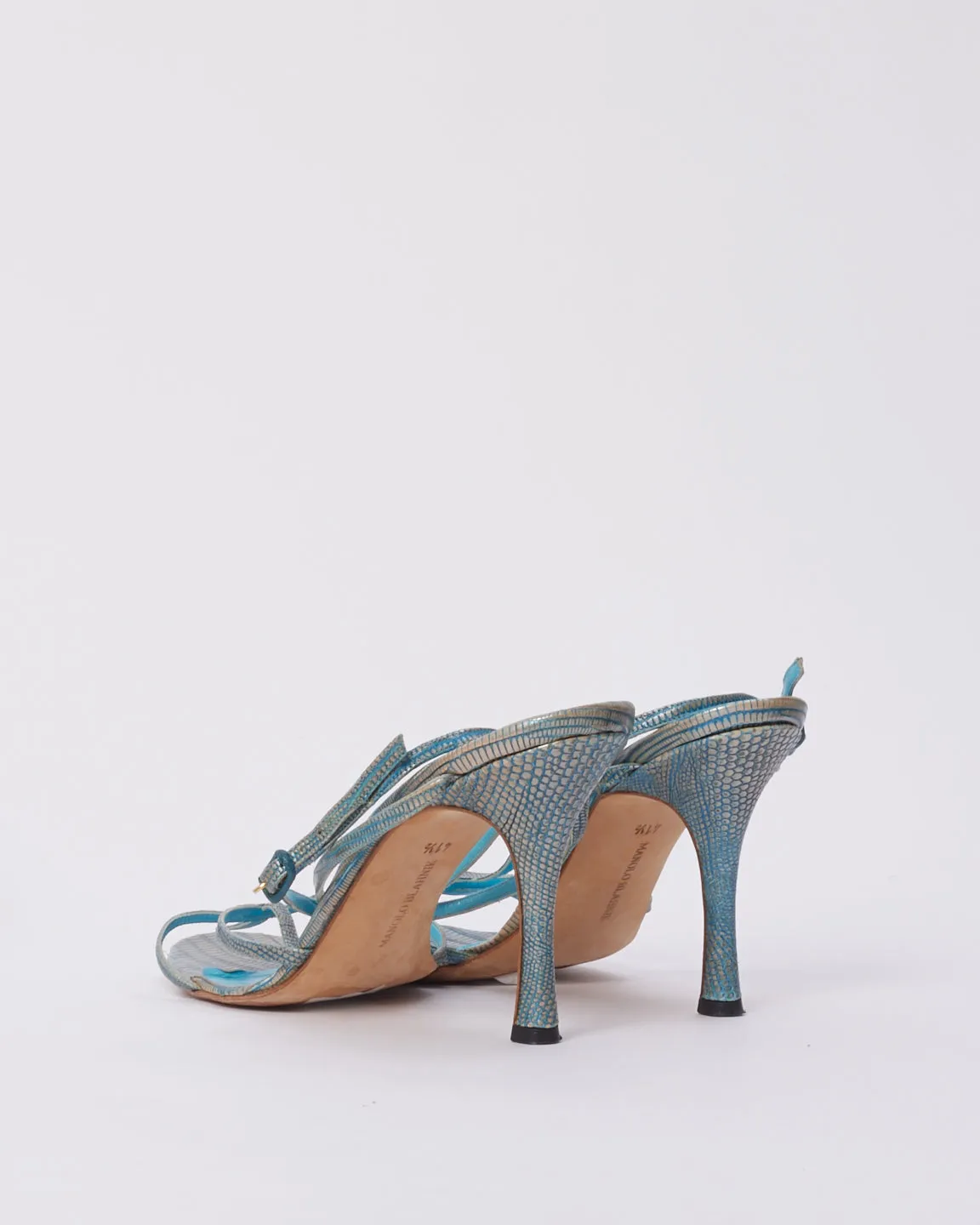 Manolo Blahnik Blue Leather Sandals - 41.5