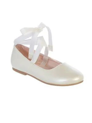 Matte Mary Jane Flats with a Ribbon Ankle Tie.  Size 4