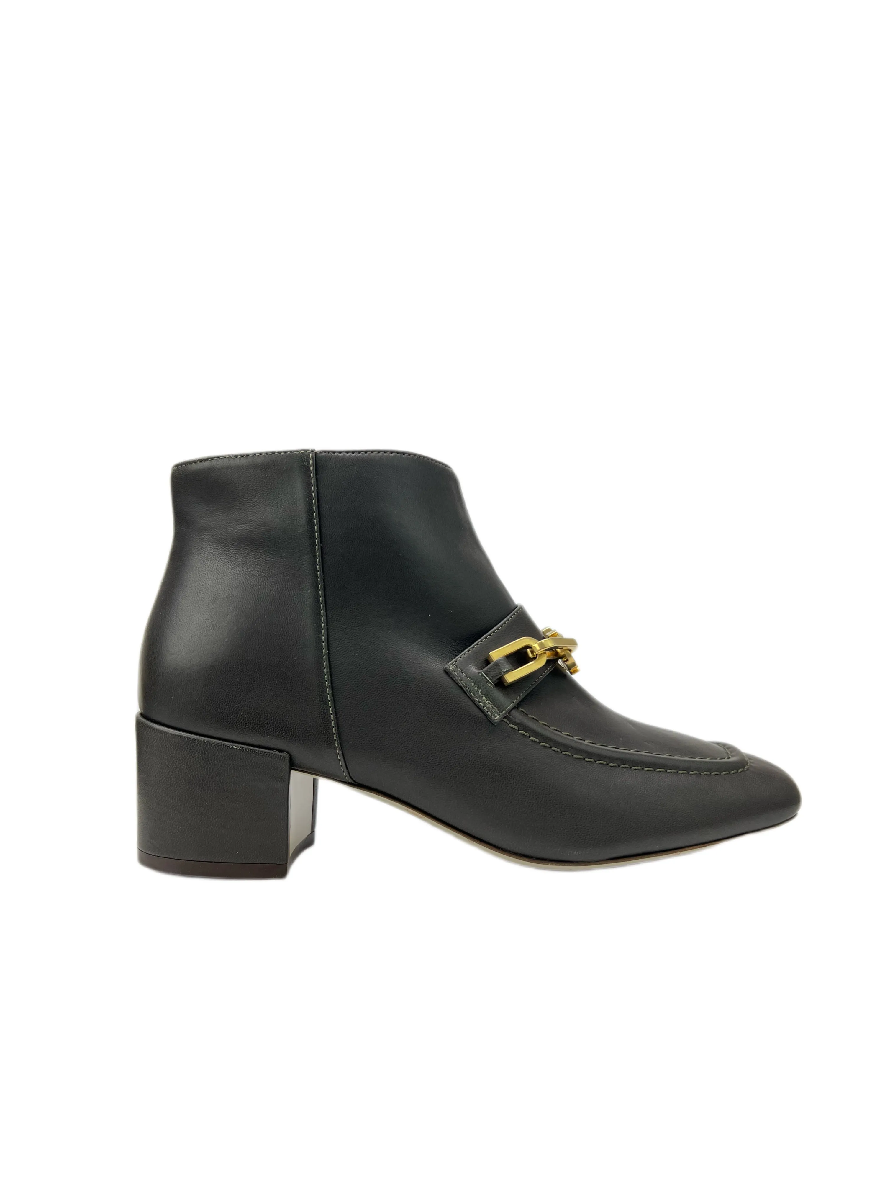 Max Mara Women's Kaki Nichel Leather Ankle Boots Size 7 NWB