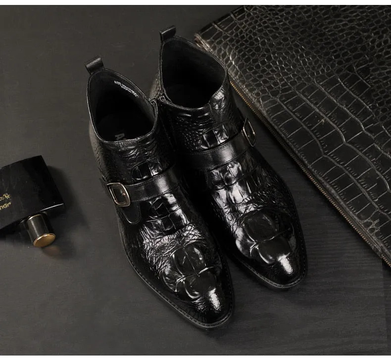 Men Full Grain Leather Buckle Belt Office Shoes