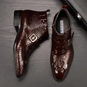 Men Full Grain Leather Buckle Belt Office Shoes