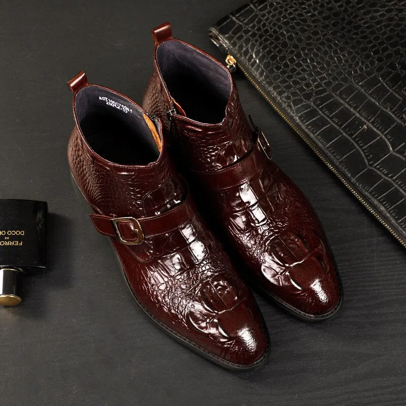 Men Full Grain Leather Buckle Belt Office Shoes