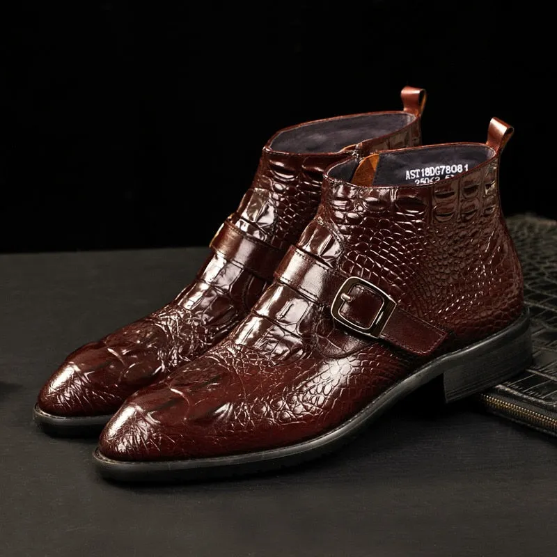 Men Full Grain Leather Buckle Belt Office Shoes