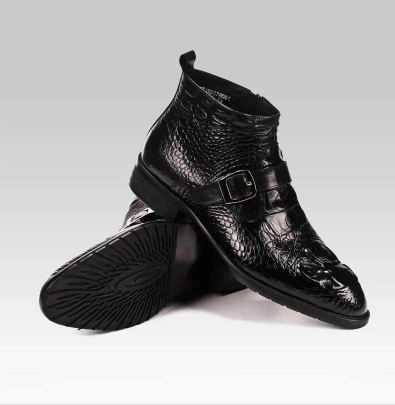 Men Full Grain Leather Buckle Belt Office Shoes