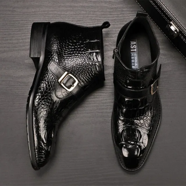 Men Full Grain Leather Buckle Belt Office Shoes