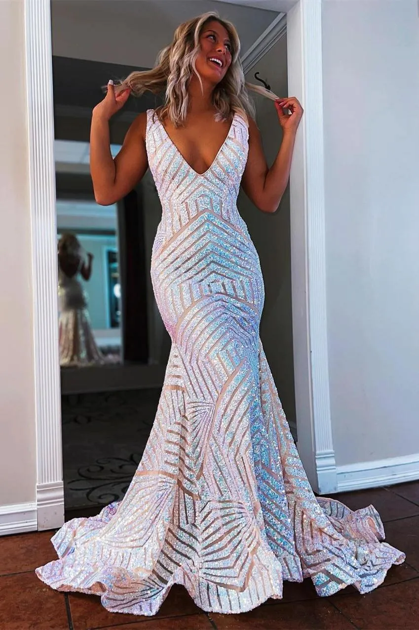Mermaid Royal Blue V-Neck Long Prom Dress Party Dress TP1147