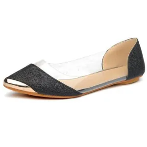 Metal Pointed Toe Women Flats  Transparent Women Shoes Loafers