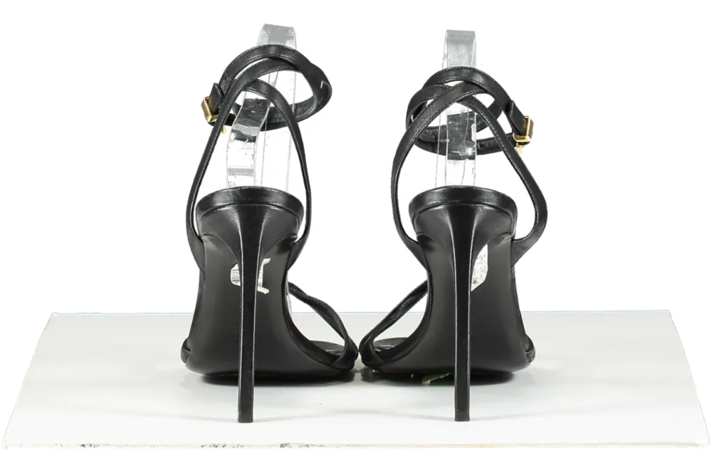 Michael Kors Black Chrissy Leather Sandals UK 6 EU 39 👠