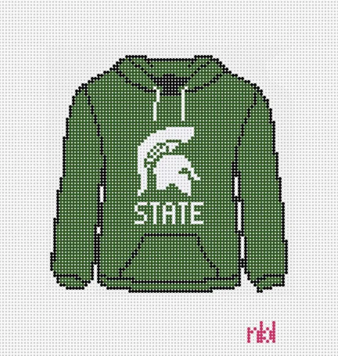 Michigan State Hooded Sweatshirt Needlepoint Canvas