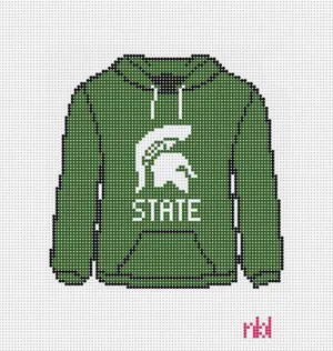Michigan State Hooded Sweatshirt Needlepoint Canvas
