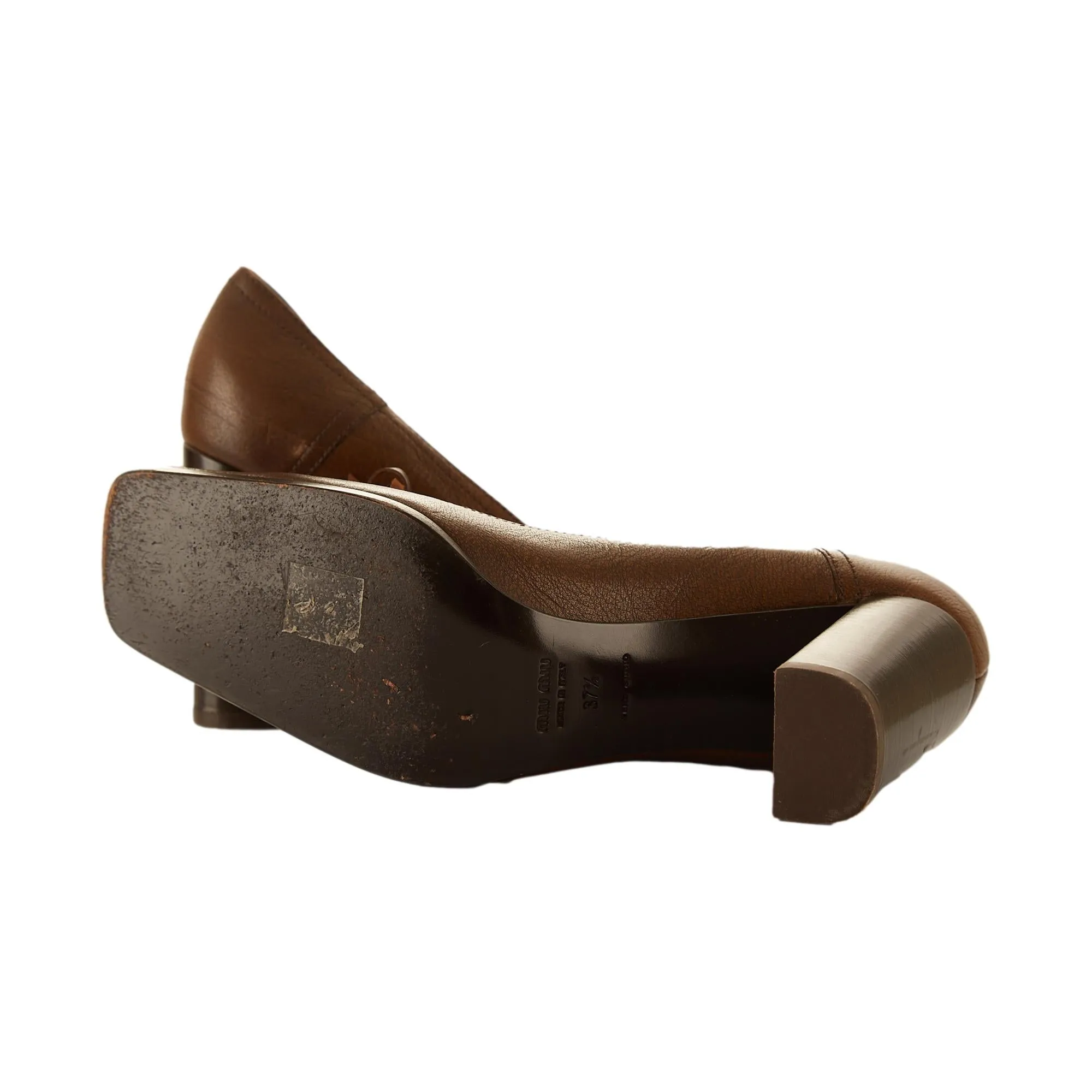 Miu Miu Brown Leather Tie Heels
