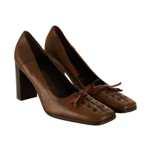 Miu Miu Brown Leather Tie Heels