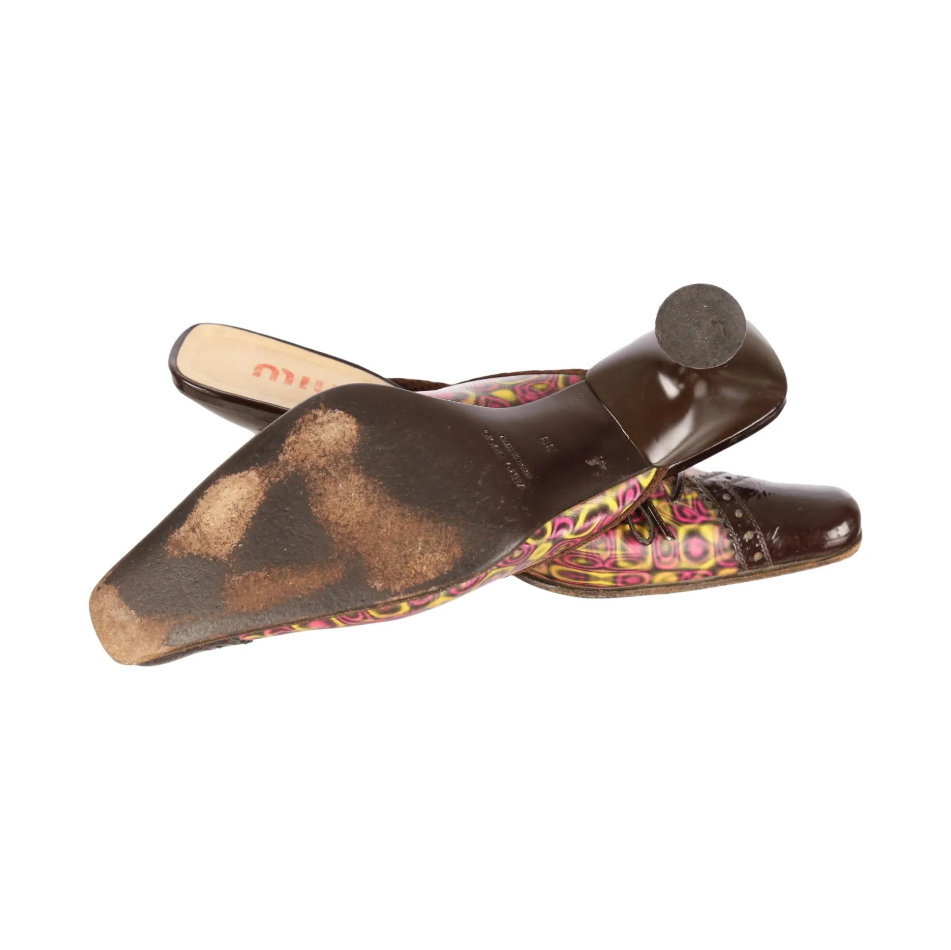 Miu Miu Holographic Tie Kitten Heels