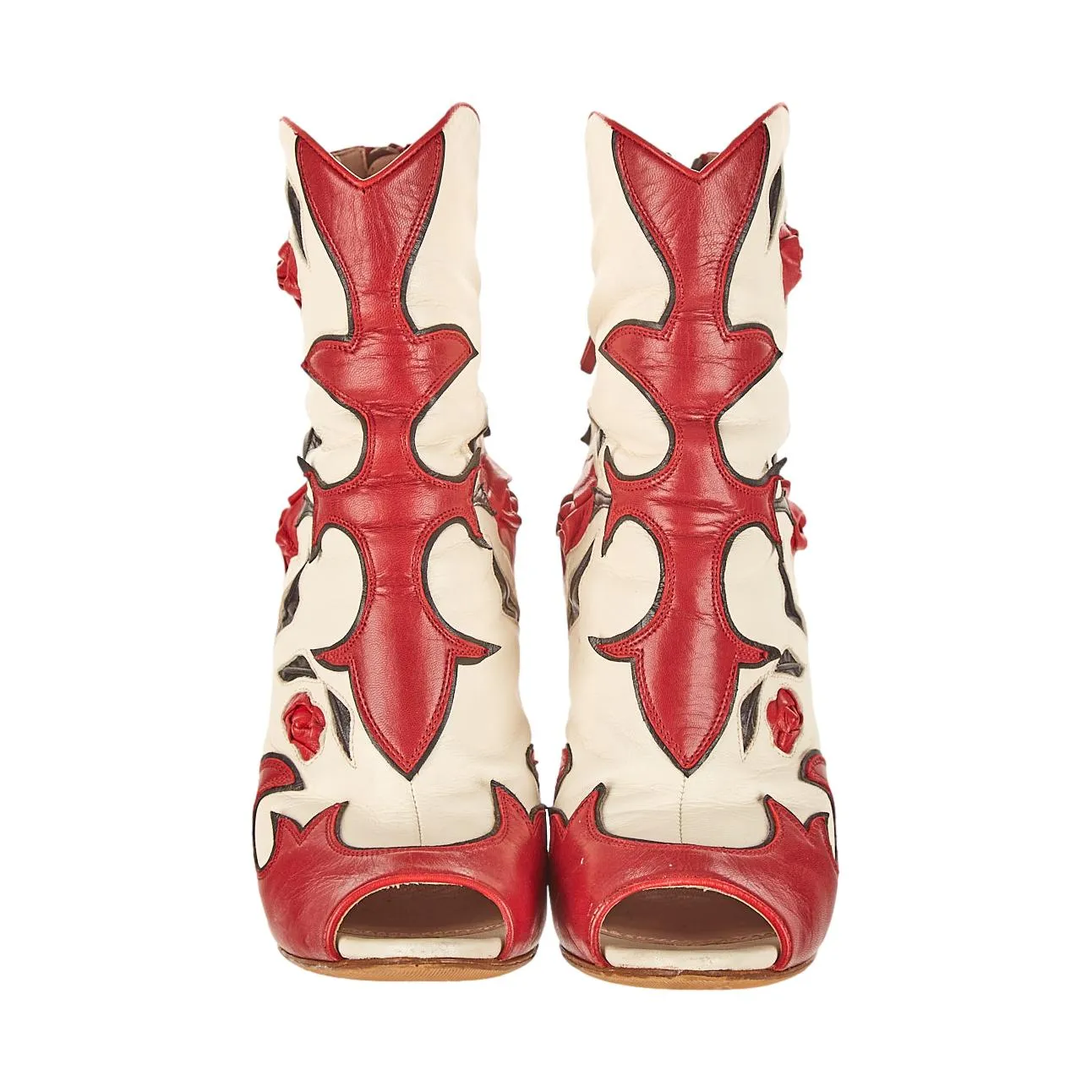Miu Miu Red Floral Ankle Boot