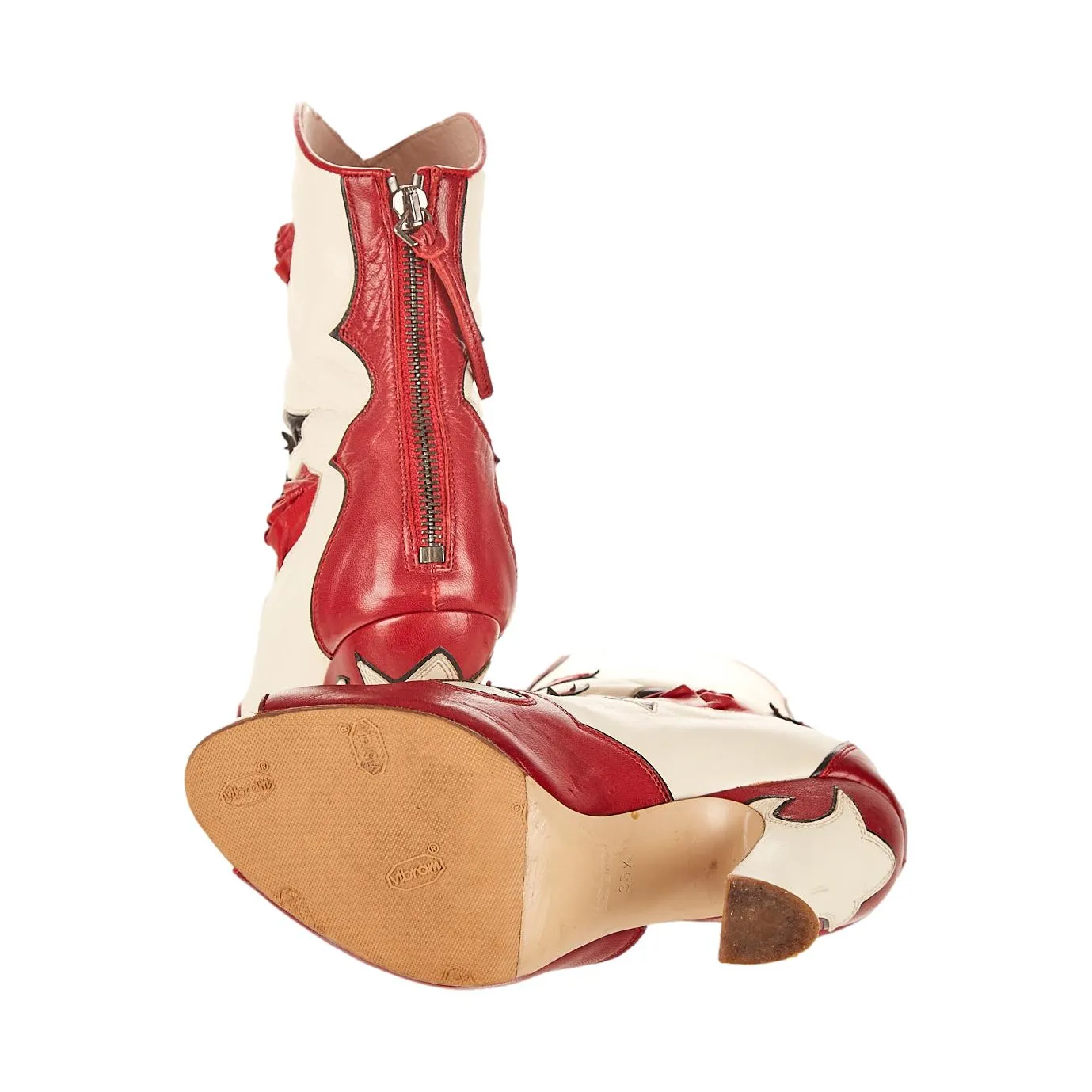 Miu Miu Red Floral Ankle Boot