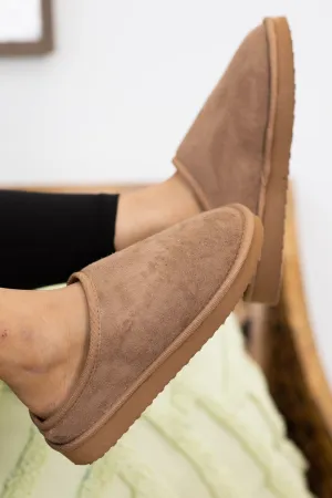 Mocha Faux Fur Lined Slip On Shoes
