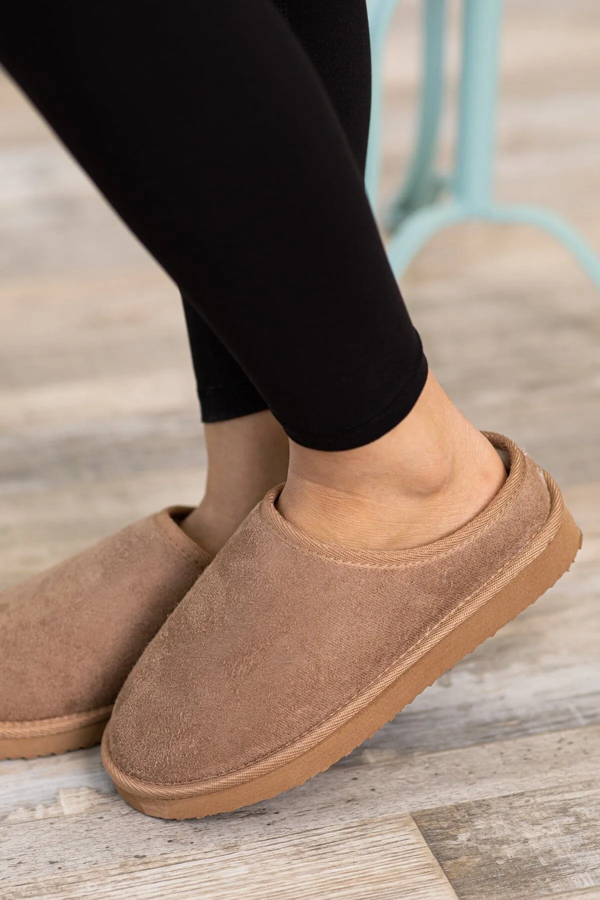 Mocha Faux Fur Lined Slip On Shoes