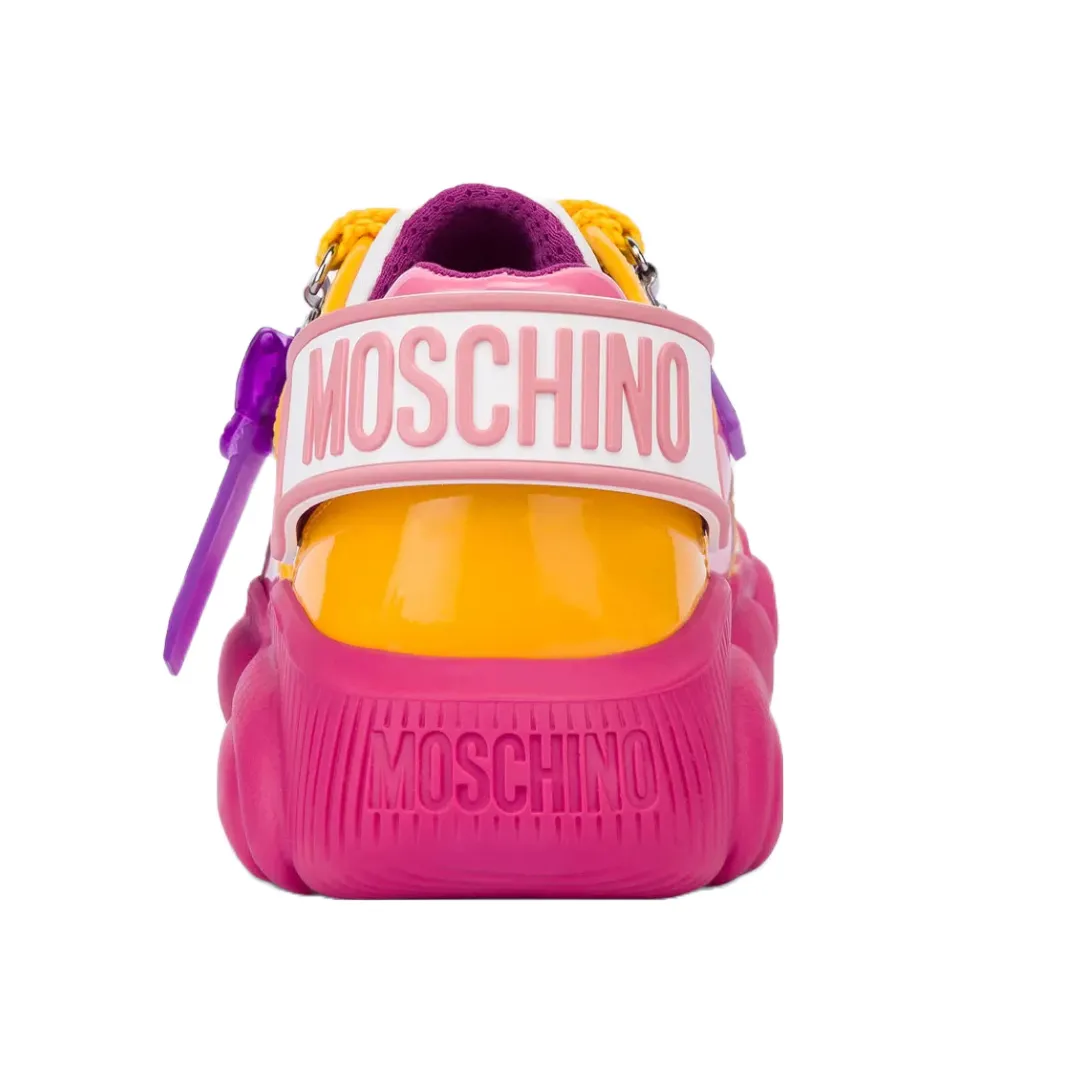 MOSCHINO ROLLER SKATES CANVAS TEDDY SHOES MULTICOLOR
