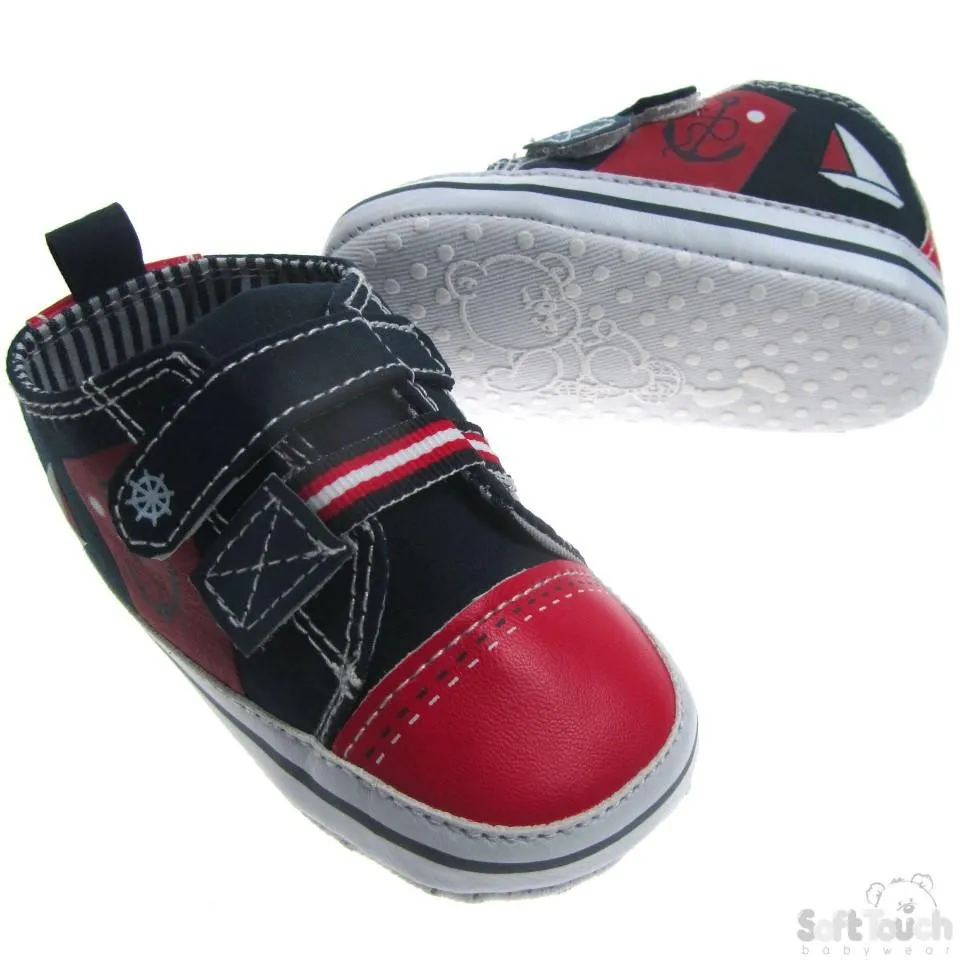 NAUTICAL PRINT SHOES W/DOUBLE VELCRO FASTENER: B2144