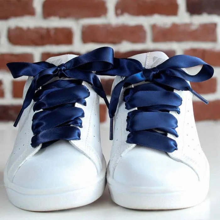 Navy blue satin laces