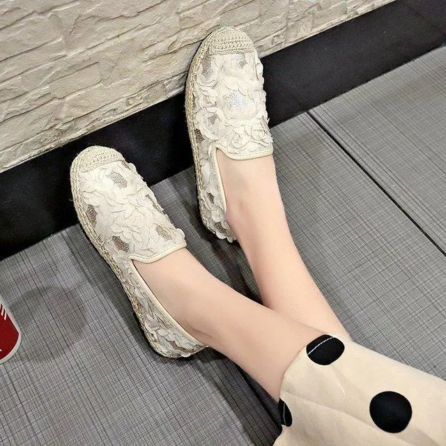 New Women Mujer Casual Hemp Straw Weavs Knitted Canvas Female Shoes