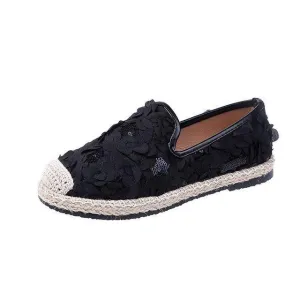 New Women Mujer Casual Hemp Straw Weavs Knitted Canvas Female Shoes