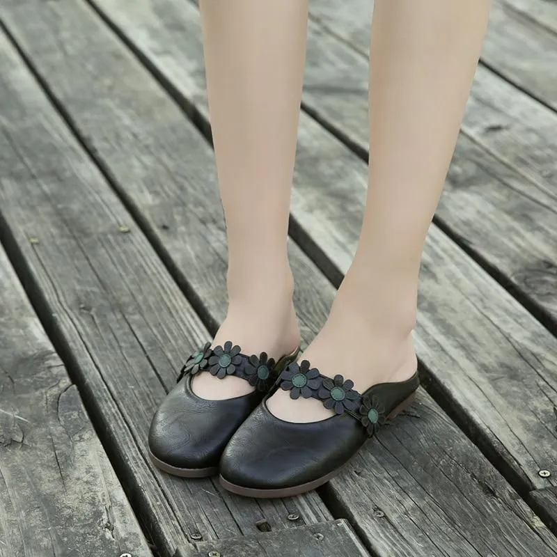 New Women Shoes Woman Leather Flat Shoes Fashion  flowers Loafers