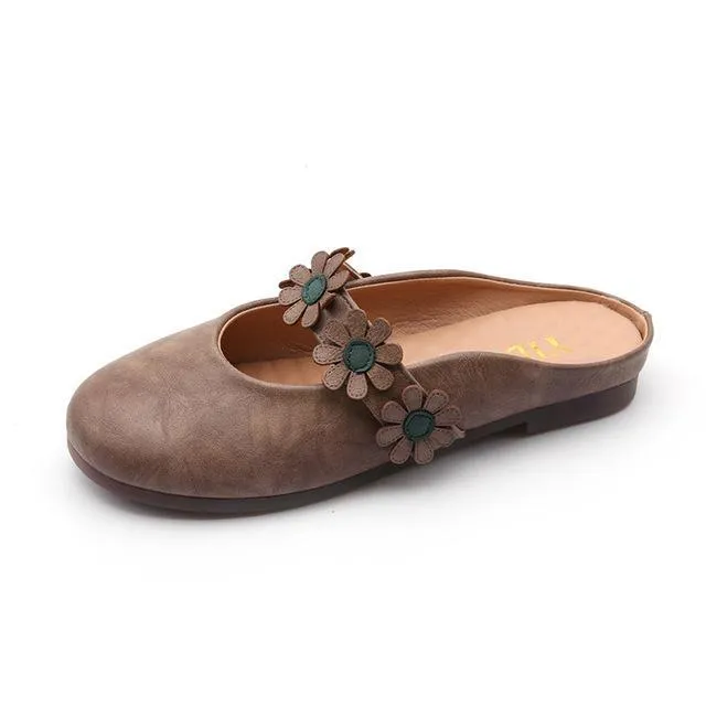 New Women Shoes Woman Leather Flat Shoes Fashion  flowers Loafers