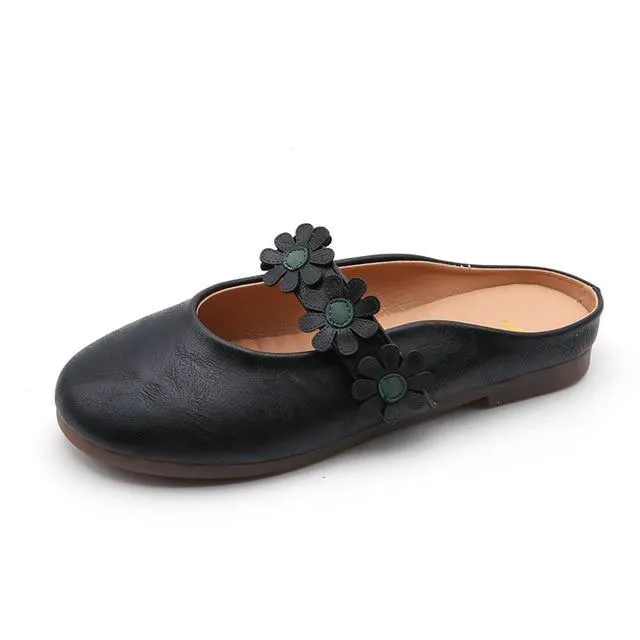 New Women Shoes Woman Leather Flat Shoes Fashion  flowers Loafers