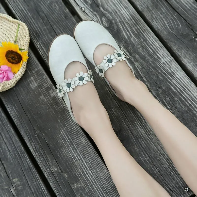 New Women Shoes Woman Leather Flat Shoes Fashion  flowers Loafers