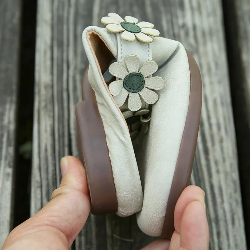 New Women Shoes Woman Leather Flat Shoes Fashion  flowers Loafers