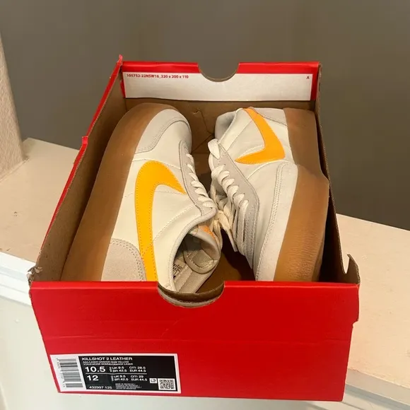 Nike Killshot 2 Leather Sneakers Sail Laser Orange Gum 432997-125 Men's SZ 10.5