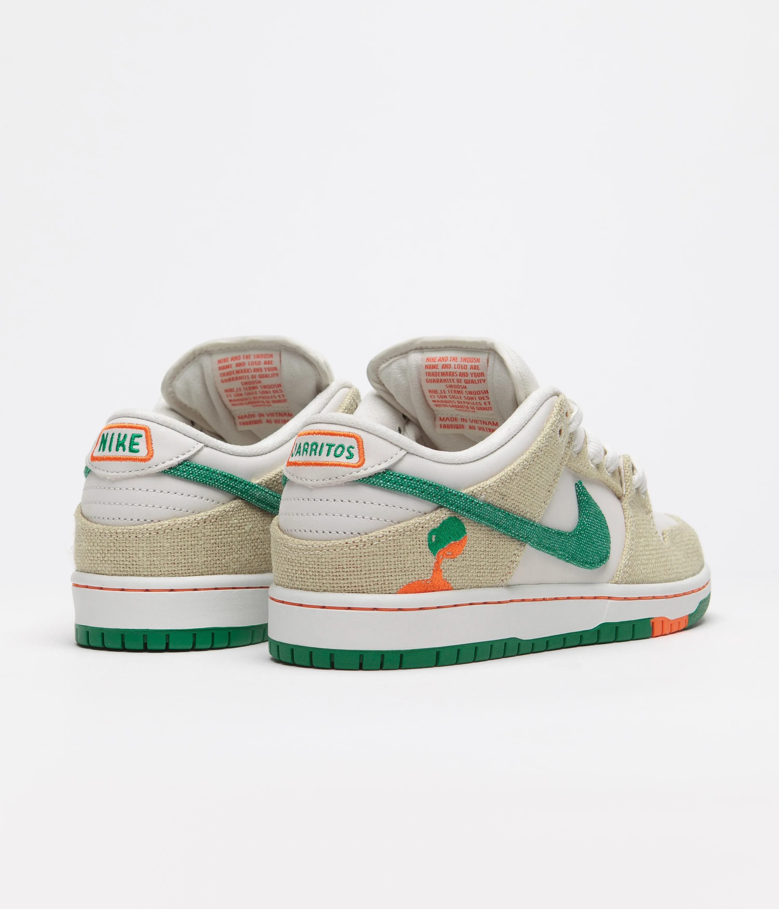 Nike SB x Jarritos Dunk Low Pro Shoes - Phantom / Safety Orange - Malachite