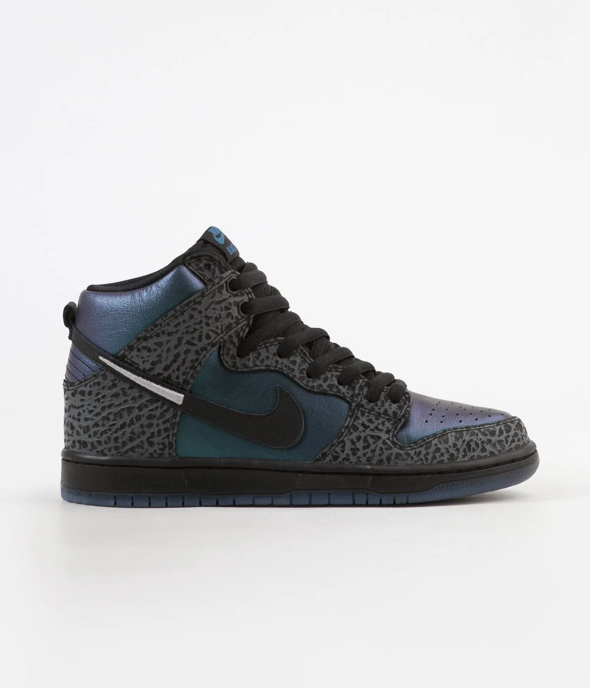 Nike SB x NBA Dunk High Pro 'Black Sheep' Shoes - Black / Black - Dark Grey - Metallic Silver