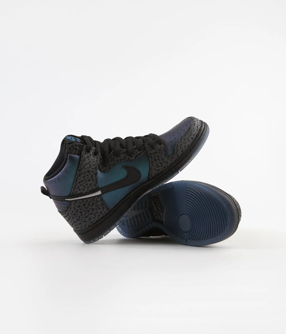 Nike SB x NBA Dunk High Pro 'Black Sheep' Shoes - Black / Black - Dark Grey - Metallic Silver