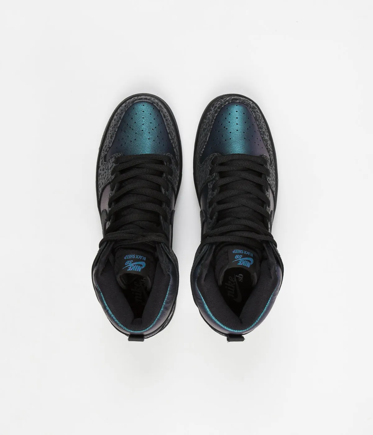 Nike SB x NBA Dunk High Pro 'Black Sheep' Shoes - Black / Black - Dark Grey - Metallic Silver