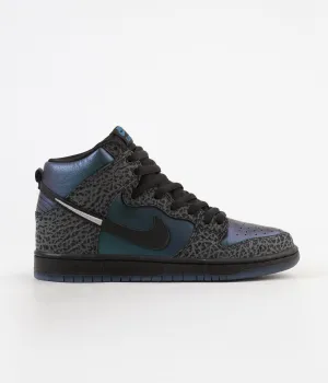 Nike SB x NBA Dunk High Pro 'Black Sheep' Shoes - Black / Black - Dark Grey - Metallic Silver