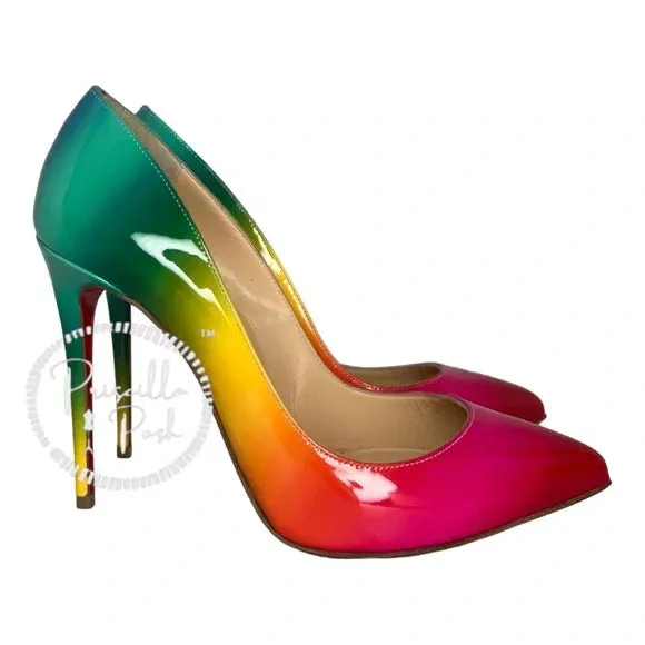 NWB Christian Louboutin Pigalle Follies 100 Rainbow 37.5