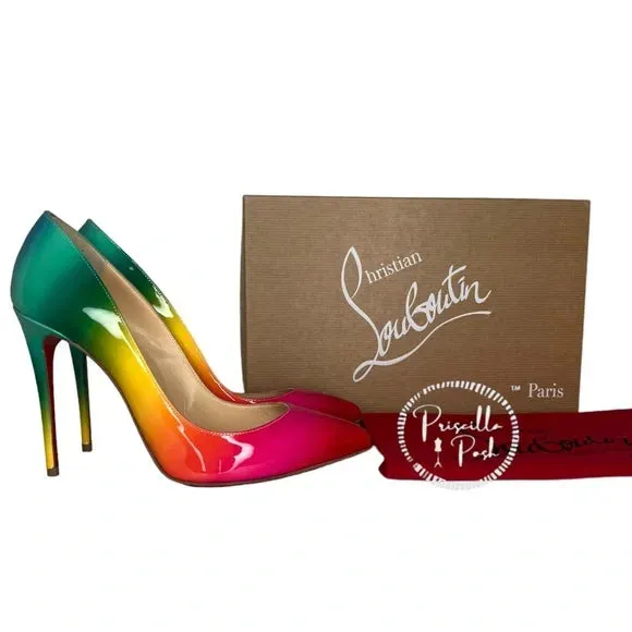 NWB Christian Louboutin Pigalle Follies 100 Rainbow 37.5