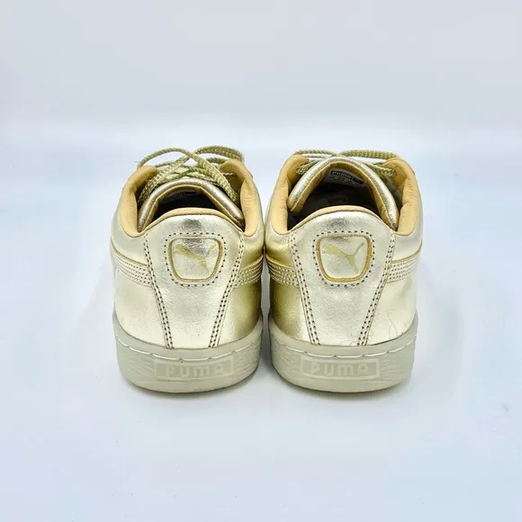 Puma Suede ‘50th Anniversary’ Gold Leather Sneakers 367297 Kids Juniors Sz 6.5c