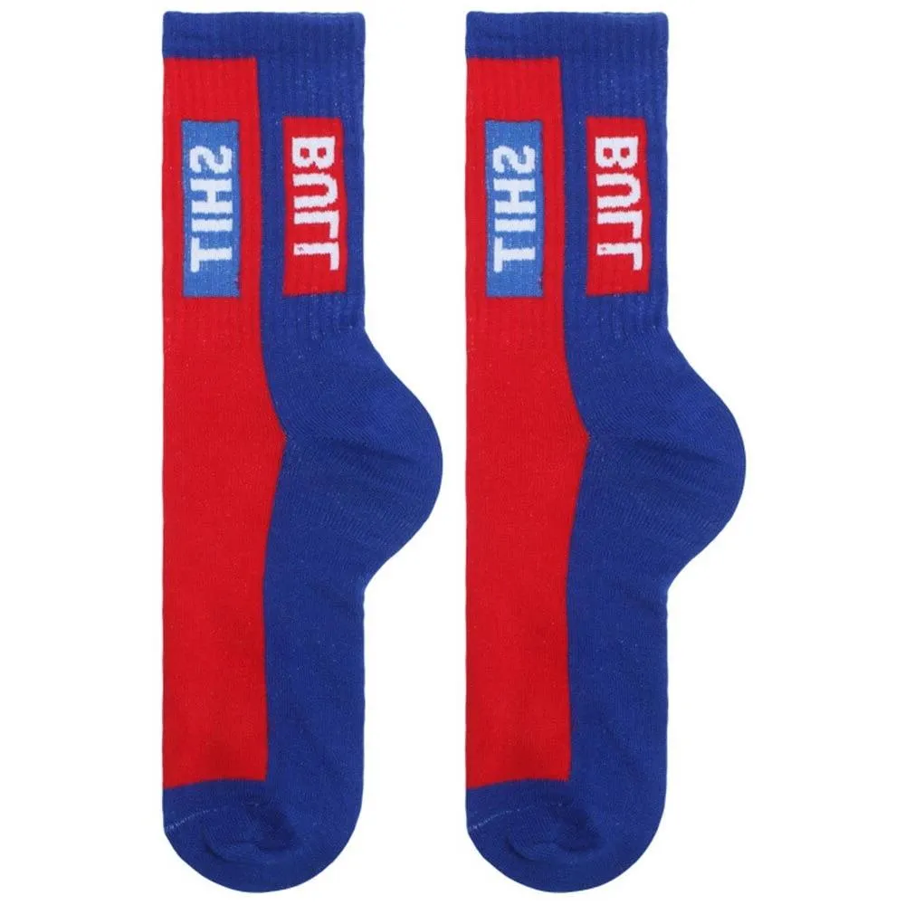 "BULLSHIT" Chaussettes Montantes Streetwear Rouge & Bleu - URB1™